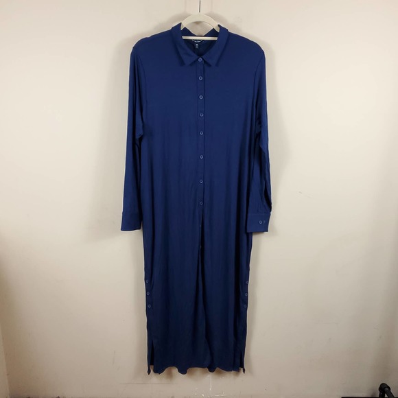 Universal Standard Sally Liquid Jersey Shirt Dress in Blue Size 10/12 - Picture 2 of 11